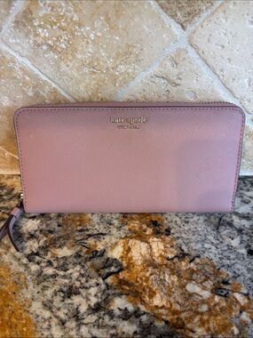 Kate Spade New York Dusty Rose Saffiano Zip Wallet